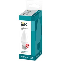 Лампа светодиодная IEK ECO C35 свеча 9Вт 230В 4000К E27, 10 шт.
