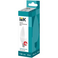Лампа светодиодная IEK ECO C35 свеча 7Вт 230В 4000К E14, 10 шт.