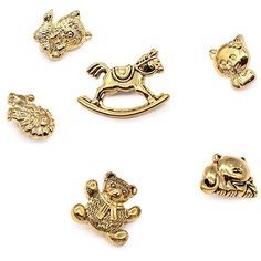 Набор декоративных пуговиц Игрушки-зверюшки, AG/золото, 24 шт Astra & Craft