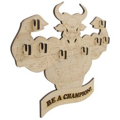 L-1408 Деревянная заготовка вешалка  Бык -Чемпион  34,9*27,4*2,4см Астра Astra & Craft