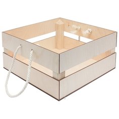 КО-4 Деревянная заготовка из фанеры Кашпо с ручками 25,6*25*12см (бел) Astra & Craft