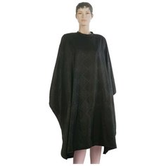 Пеньюар для стрижки DEWAL"Цветы в ромбах", полиэстер, черный 104x137см на крючках DEWAL MR-AF15B