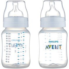 Philips AVENT Бутылочки полипропиленовые Anti-colic SCF813/27, 260 мл, 2 шт., с 1 месяцев, прозрачный