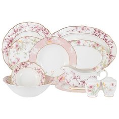 Обеденный сервиз "Цветы" на 6 персон 27 предметов, костяной фарфор, Anna Lafarg Emily, AL-M2124_27-E9
