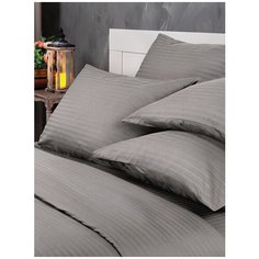 Комплект постельного белья Verossa Stripe 1,5СП "Gray", наволочки 50х70, пододеяльник 148х215, ткань страйп-сатин, 100% хлопок
