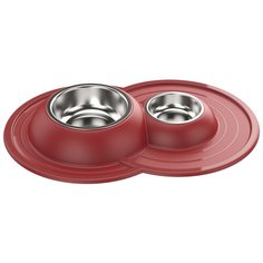 Миска двойная Lilli Pet для животных, на подставке, 49х33х6 см, красная