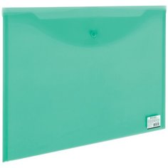 BRAUBERG Папка-конверт с кнопкой A3, пластик зеленый
