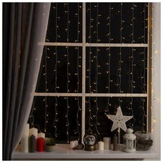 Гирлянда "Занавес", УМС вилка 2 х 1.5 м, LED-360-220V, 8 режимов, нить прозрачная, свечение жёлтое Luazon Lighting