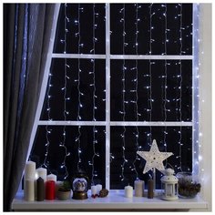 Гирлянда "Занавес", УМС вилка 2 х 1.5 м, LED-360-220V, 8 режимов, нить прозрачная, свечение белое Luazon Lighting