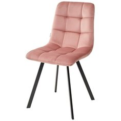 Стул CHILLI SQUARE PINK / Розовый, велюр, черный металлический каркас / М-Сити для кухни, для гостиной / BLUVEL-52 / М-City