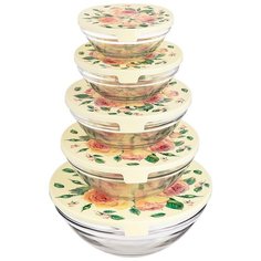 Набор миски с крышкой винтаж. пионы , 10 предметов, Agness (887-119)