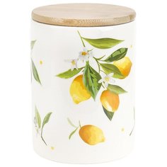 Банка для сыпучих продуктов с бамбуковой крышкой "Лимоны", 840 мл., Dolomite, 2520861