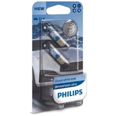 Лампа автомобильная галогенная Philips WhiteVision ultra 12036WVUB2 H6W 6W 2 шт.