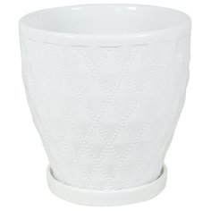 Кашпо для цветов "Ромбы" 17.5*18 см, цвет белый Rettal