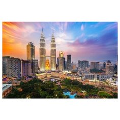 Раскраска по номерам на картоне "Башни Петронас", формат А3 Рыжий кот