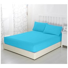 Простыня на резинке, Голубой, 160х200х20, трикотаж (140 г/м2) Текс Дизайн