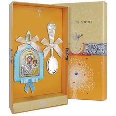 АргентА Набор икона с ложкой из серебра Казанская Божья матерь РИ140НБ00808 (2 шт.)