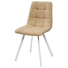 Стул CHILLI SQUARE (1 шт.) / бежевый винтаж, PU, экокожа, белый металлический каркас / RU-16 / стул М-Сити для кухни, для гостиной / М-City