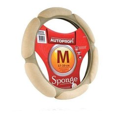 Оплетка руля (M) 2108-15, иномарки 37-39 см спонж бежевая 6 лепестков (Autoprofi) (10)
