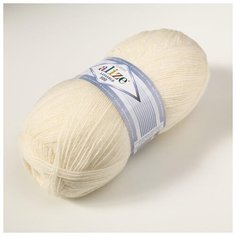 Пряжа ALIZE "Lanagold 800", 49% шерсть, 51% акрил, 800 м*100 г, 62 молочная