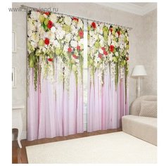 Фотошторы Украшение из цветов 145х260см-2шт, габардин, пэ 100% 5134334 Сирень