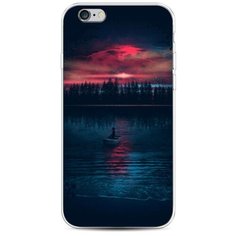 Чехол Силиконовый iPhone 6 Лодка в закате Case Place