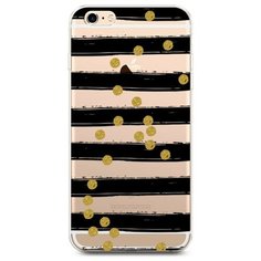 Чехол Силиконовый iPhone 6 Plus/6S Plus Черные полоски с золотыми кружками Case Place