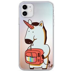 Силиконовый чехол "Единорог и телевизор" на Apple iPhone 11 / Айфон 11 Case Place