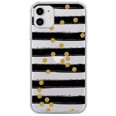 Силиконовый чехол "Черные полоски с золотыми кружками" на Apple iPhone 11 / Айфон 11 Case Place