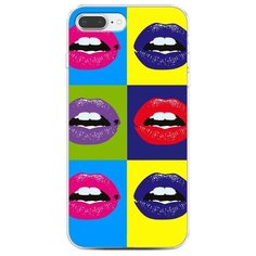 Чехол Силиконовый iPhone 8 Plus губы разноцветная помада Case Place