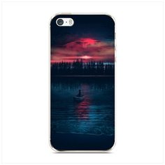 Чехол Силиконовый iPhone 5/5S/SE Лодка в закате Case Place
