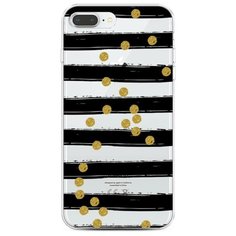 Чехол Силиконовый iPhone 8 Plus Черные полоски с золотыми кружками Case Place