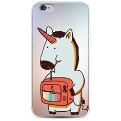 Чехол Силиконовый iPhone 6S Единорог и телевизор Case Place