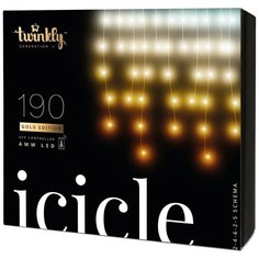 Гирлянда, Смарт гирлянда Twinkly Icicle AWW 190 LED cветодиодная Сосулька Gold