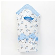 Конверт на выписку Моему малышу "Сластена", серо-голубой, 3 предмета, бязь