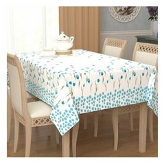 Скатерть Сирень 11485, 145х120 см, белый/голубой