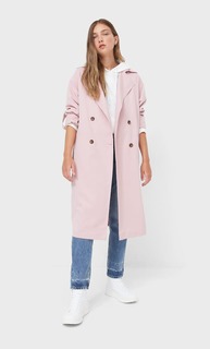 Stradivarius Длинный Тренч Из Струящейся Ткани Приглушенно-Розовый S