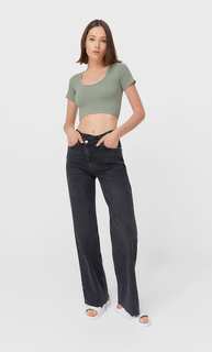 Stradivarius Бесшовный Топ В Балетном Стиле Хаки S