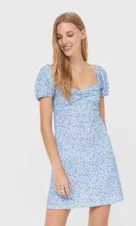 Stradivarius Короткое Платье С V-Образным Вырезом Небесно-Голубой L