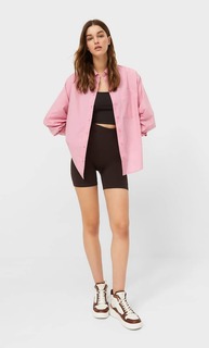 Stradivarius Рубашка Прямого Кроя Светло-Розовый M