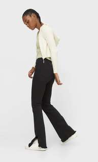 Stradivarius Расклешенные Брюки С Боковым Разрезом Черный 34