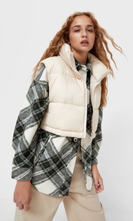 Stradivarius Укороченный Стеганый Жилет Цвет Небеленого Полотна M