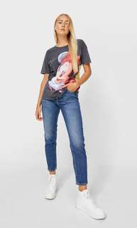 Stradivarius Футболка С Принтом «Минни» Темно-Серый S