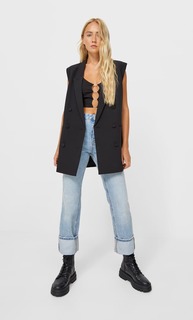Stradivarius Двубортный Жилет Черный M