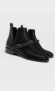 Stradivarius Черные Ботильоны На Плоской Подошве И С Разрезами Черный 35