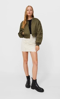 Stradivarius Мини-Юбка Из Твила В Полоску Цвет Небеленого Полотна L