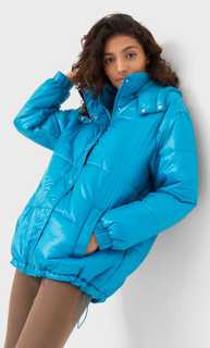 Stradivarius Стеганая Куртка Из Сатина Бирюзовый M