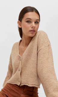 Stradivarius Укороченный Кардиган Пестро-Бежевый Xs