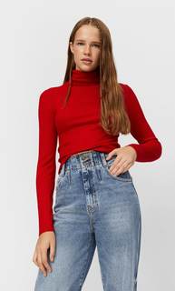 Stradivarius Свитер С Вырезом На Спине Красный S