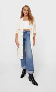 Stradivarius Длинный Кардиган Ванильный M